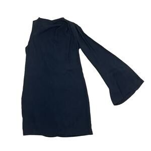 Do+Be | Navy Blue Single Long Flare Sleeve High Neck Mini Dress